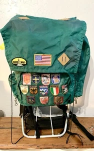 Mochila de senderismo con marco externo vintage marco de aluminio y parches de viaje geniales de colección - Imagen 1 de 13