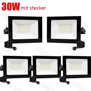 5X 30W LED Inundador con Enchufe Foco Exterior Faro Proyector de Construcción Blanco Frío DE - Imagen 1 de 10