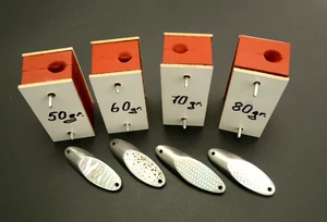 Un set di 4 stampi per cucchiai da pesca grandi - 50g, 60g, 70g, 80g - Foto 1 di 13