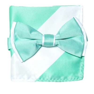 Juego de Pañuelos Pajarita Dos Tonos Color Sólido Diseño Pajarita Pañuelo Cuadrado de Bolsillo Foto 1 de 3