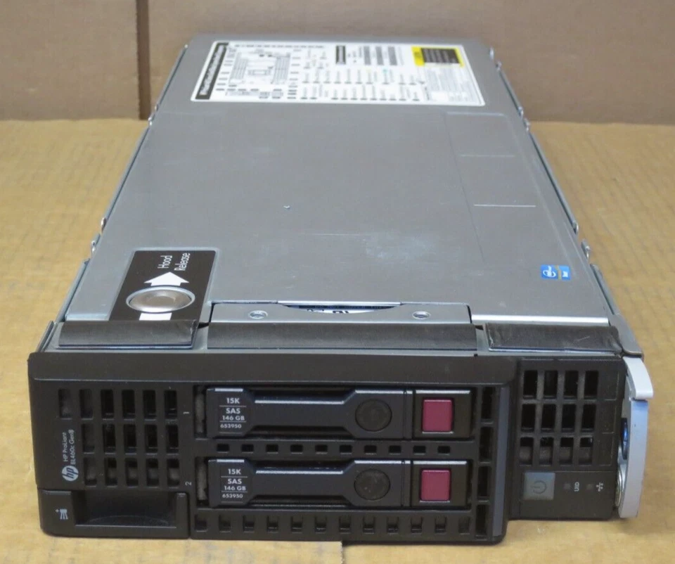 HP ProLiant BL460c G8 2x 6C E5-2630L 2GHz 128GBRam 2x 146GB 15K HDD Blade Server - Image 1 of 4