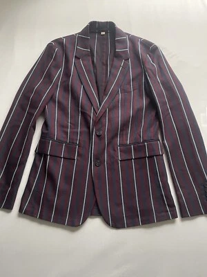 Abrigo Blazer Chaqueta Deportivo Burberry Hombre/Mujer Borgoña Rayas Serpentina 48S” Foto 1 de 4