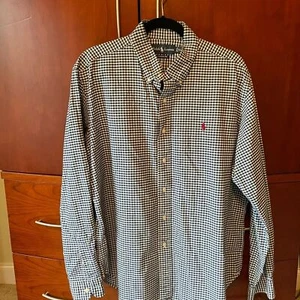 Men’s Ralph Lauren Custom Fit Blue/White Checkered Long Sleeve Button Down - Picture 1 of 6