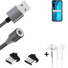 Data charging cable for + headphones Cubot KingKong 7 + USB type C a. Micro-USB