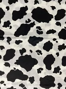 Fabric Traditions Cow Pattern Black & White Cotton Fabric Sold by the Yard X 44" - Picture 1 of 3
