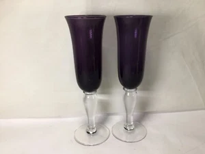 LL66 Plum Colored Champaign Glasses - Set of 2 Champaign Glasses for Drink Ware - Picture 1 of 4