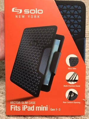 BRAND NEW Solo Vector Slim Case iPad Mini Gen 1/2/3 1-3 Blue/Black - Image 1 of 4