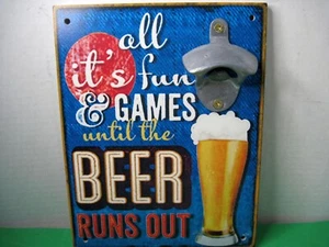 Man Cave style Beer Sign with Bottle Opener - Picture 1 of 10