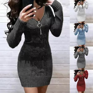 Mujeres Damas Jumper Vestido de soltero Mangas Largas ceñido al cuerpo Calce elástico - Imagen 1 de 17