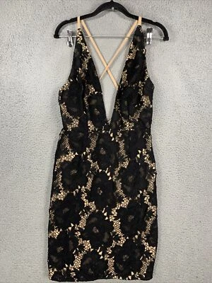 Mini Vestido Para Mujer Floral Encaje S Negro Forrado Correa Cruzada Espalda Abierta Estilo Acosador Foto 1 de 4