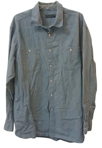 Mens Faded Glory XL Blue Chambray Type Button Shirt 100% Cotton Long Sleeve #N26 - Picture 1 of 6