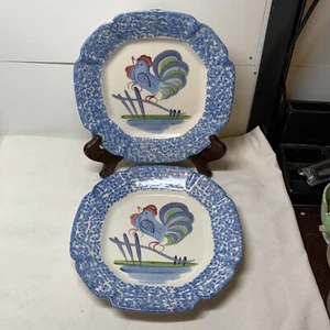 Platos de ensalada de gallo con punzón azul de Los Ángeles dos platos - Imagen 1 de 10