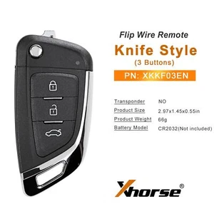 5x Xhorse XKKF03EN Wire Remote Key Knife Style 3 Buttons For VVDI Key Tool - Picture 1 of 6