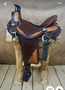 Western Endurance Sattel Sitz 16'' Eco Leder Farbe braun mit Drum Dye - Bild 1 von 3