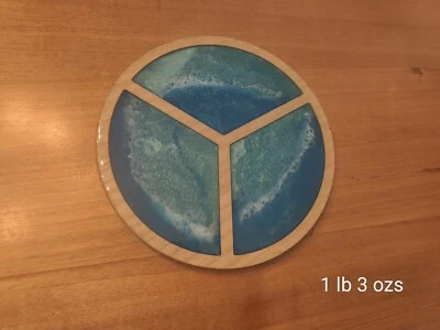 和平标志 10 英寸宽环氧树脂旋转转盘 Charcuterie Board 懒人 Susan — 第 1/4 张图片