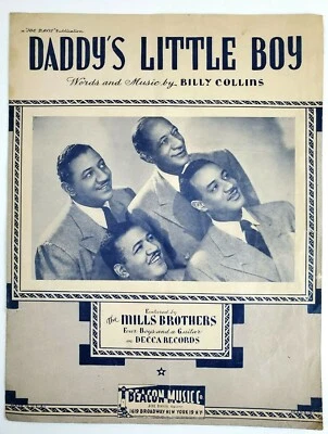 Daddy's Little Boy Mills Brothers Sheet Music 1950 Piano Jazz Quartet Vintage - Image 1 of 3
