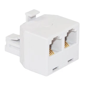 RadioShack - 4-Pin (RJ-11/RJ-14) Two Outlet Modular Telephone Plug Adapter - Picture 1 of 3