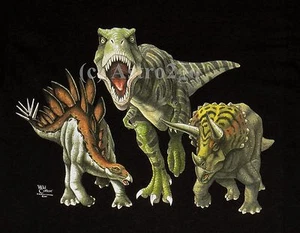 DINOSAUR HEADS & TAILS-T Rex Stegosaurus Triceratops T shirt Kid's sizes XS-LG - Picture 1 of 4