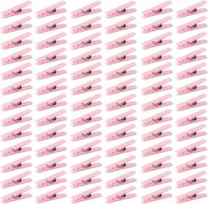 100 Mini Clothes Pin for Baby Shower Girl Game, 1.37 Inch Pink Plastic Small Clo - Picture 1 of 5