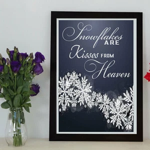 Romantic quote framed wall art 'Kisses from Heaven' - framed prints wall hanging - Picture 1 of 8