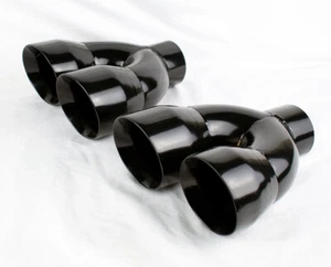 Puntas de escape dobles de 4" cuatro escalonadas negras brillantes inclinadas para Acura TL 2004-2014 - Imagen 1 de 6