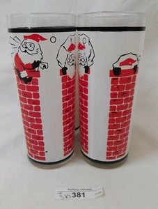 Juego de 4 vasos 325/381 Mid Century Santa atascado en chimenea - Imagen 1 de 6