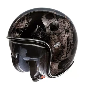 Premier Vintage BD Black Chromed Open Face Motorcycle Crash Helmet New - Picture 1 of 2