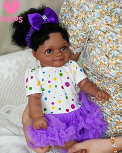 20" Reborn Baby Dolls Black with Lifelike Soft Body African American Girl Doll - Picture 1 of 6