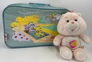 Vtg Original Care Bears 1986 Suitcase Luggage Blue & Baby Hugs Care Bear 1983 - Picture 1 of 18