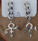 Prince Rogers Nelson Inspired Silver Tone Love Symbol Earrings