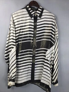 Alberto Celini Mens Shirt Sz Medium 100% Silk Gold Metallic STAIN ON RIGHT CUFF - Picture 1 of 17