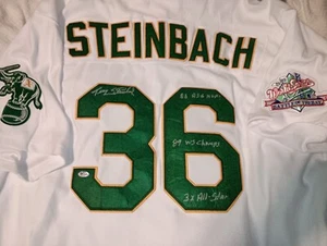 Terry Steinbach Oakland Signed Jersey 89 WS CHAMPS 3X ALL STAR 88 ASG MVP BAS - Picture 1 of 23