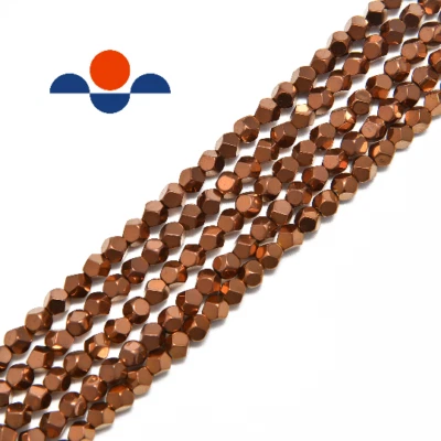 Copper Plated Hematite Faceted Nugget Beads 8mm 15.5" Strand (8mm) - Image 1 of 2