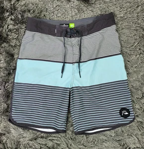 Quiksilver Board Shorts Boy's 28/14 Blue Black Colorblock Swim Trunks Highline - Picture 1 of 16