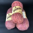 NOS Lion Brand Yarn 3 Skeins Bianca Worsted FRANCE Mohair Look Raspberry Vintage
