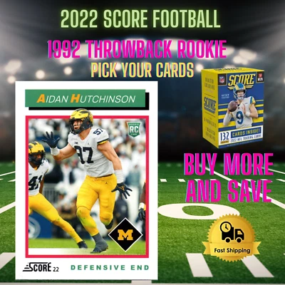 2022 Score Football 1992 Throwback Rookie Insert Complete Your Set - Image 1 of 4
