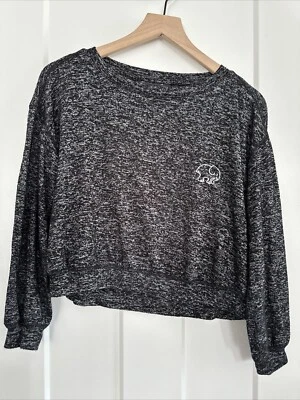 Ivory Ella heathered gray black sweater extra small Xs Crop Cute Long Sleeve - Image 1 of 4