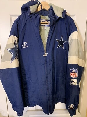 Chaqueta De Colección Años 90 Dallas Cowboys Para Hombres Talla XL Azul Completa con Capucha Línea Pro Rara Foto 1 de 4