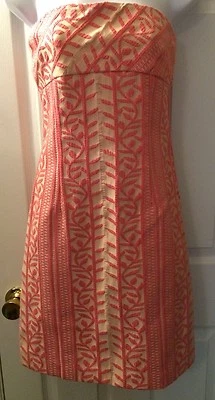 Vestido Anthropologie RUTH Sin Tirantes Rosa Tostado Natural Texturizado Bordado Talla 2 Foto 1 de 4