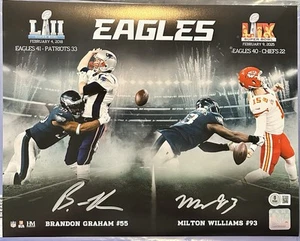 Brandon Graham & Milton Williams Autograph Signed Super Bowl 11x14 Photo - BAS - Picture 1 of 1
