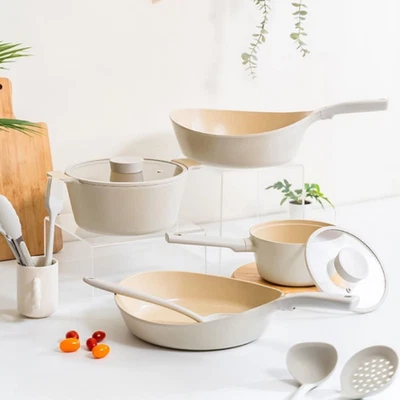 Juego de utensilios de cocina Neoflam Vulcan Ivory 6 piezas, revestimiento cerámico antiadherente, listo para inducción Foto 1 de 4