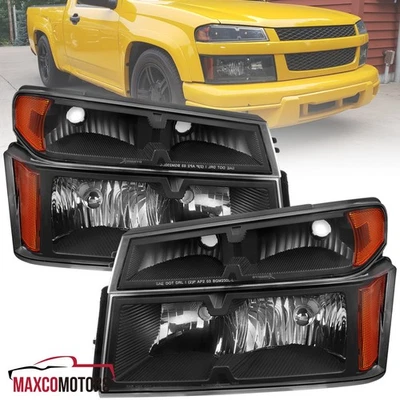 Black Headlights+Parking Corner Lamps Fits 2004-2012 Chevy Colorado GMC Canyon - Image 1 of 4