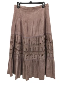 Anthropologie Floreat Wildleder Midirock Damengröße 10 Spitzenschnitt Western Festival - Bild 1 von 11