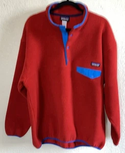 patagonia synchilla Fleece Pull Over Red/pink Size XL With Buttons - Imagen 1 de 7