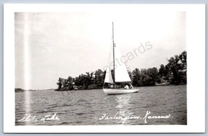 K39/ Farlington Kansas RPPC Postcard c1950s Slate Lake Sailboat 484 - Picture 1 of 2