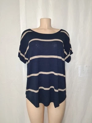Top Talbots Azul Marino y Beige Rayas Manga Corta Mujer Talla XL Foto 1 de 4