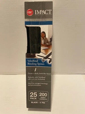 Espinas reconectables Gbc VeloBind, 200 hojas máx., negras, 25 espinas Foto 1 de 2
