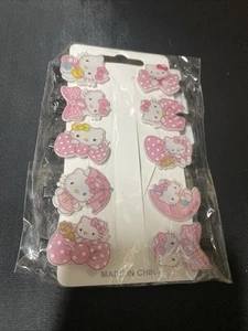 (10)HELLO KITTY Hair Clip Glittery Pink, White NEW - Picture 1 of 3