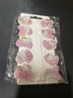 (10) HELLO KITTY Pinza de Pelo Rosa Brillante, Blanco NUEVO Foto 1 de 3