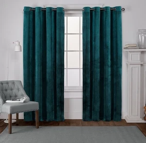 Exclusive Home Velvet Heavyweight Grommet Top Window Curtain Panel Pair - 54X84 - Picture 1 of 4